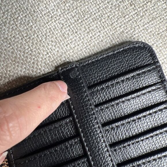 Karl Lagerfeld Paris Large Slim Card Case Wallet 5 Slot Zipper Wristlet Black - Picture 13 of 13